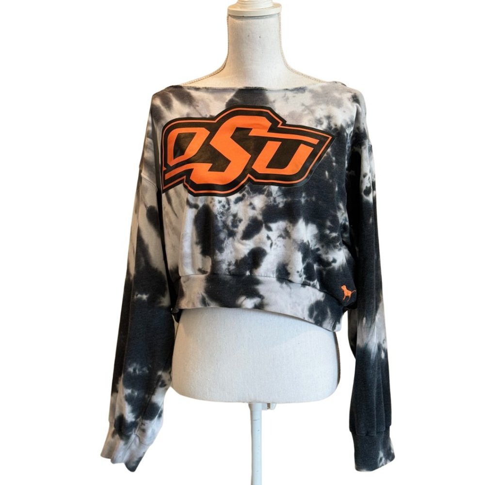 Victoria Secret Pink OSU Long Sleeve Crop Top Sweatshirt Size Medium